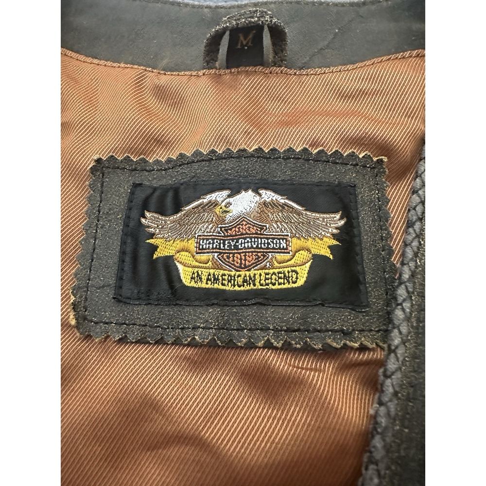 Harley Davidson Billings Brown Leather Motorcycle Vest Men's Size Medium - Picture 3 of 9